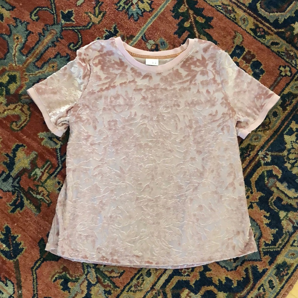 A New Day Blush Pink Floral Crushed Velvet T-Shirt